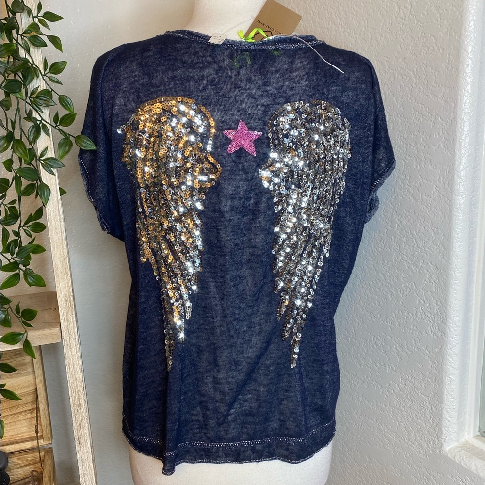 🆕Carla Giannini silver sequin wings top